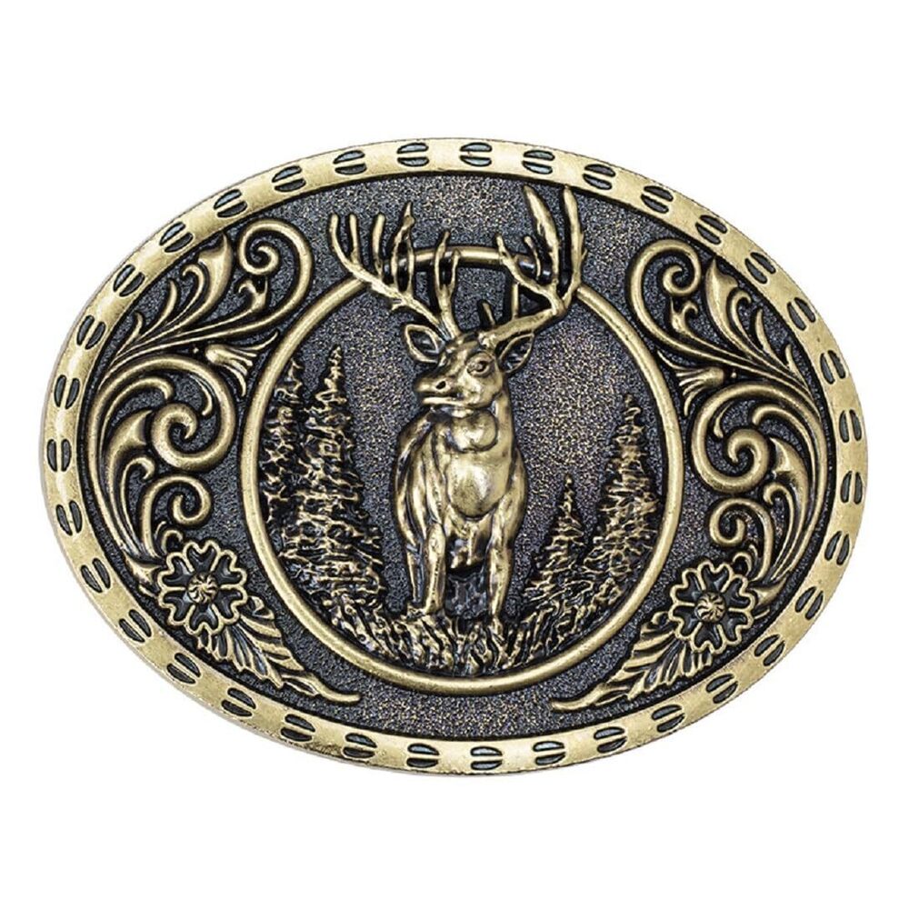 3031 Wildlife Deer Belt Buckle Oval Forest Deer Elk Celtic Floral ’s Deer